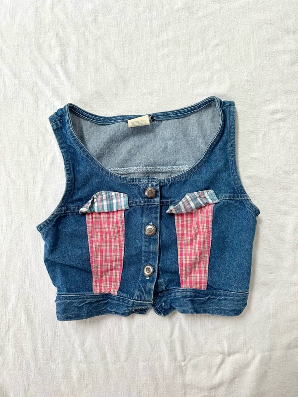 Vintage Denim Patchwork Vest Top —Stagecoach /Country Festival Nashville Style S